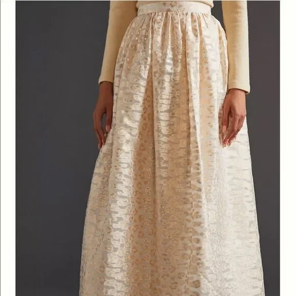 NWT Anthropologie Pankaj & Nidhi Burnout Shimmer Maxi Skirt Small #142 - Picture 4 of 6